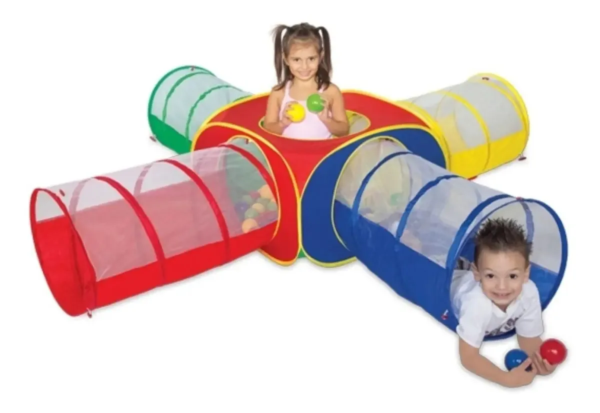 Toca Barraca Infantil 5em1 Com 100 Bolinhas 4 Túneis Braskit