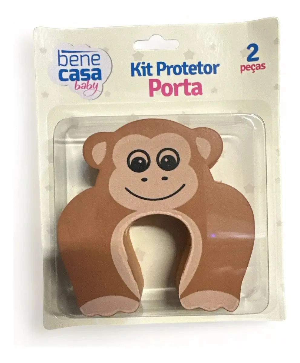 Kit 2 Protetores De Porta Infantil Bebês Evita Prender Dedos Cor Macaquinho