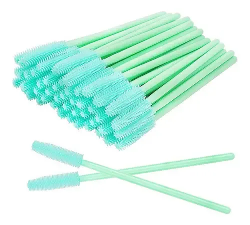 50 Escovinhas Silicone Descartáveis Cílios E Sobrancelhas Cor Preto/Vermelho