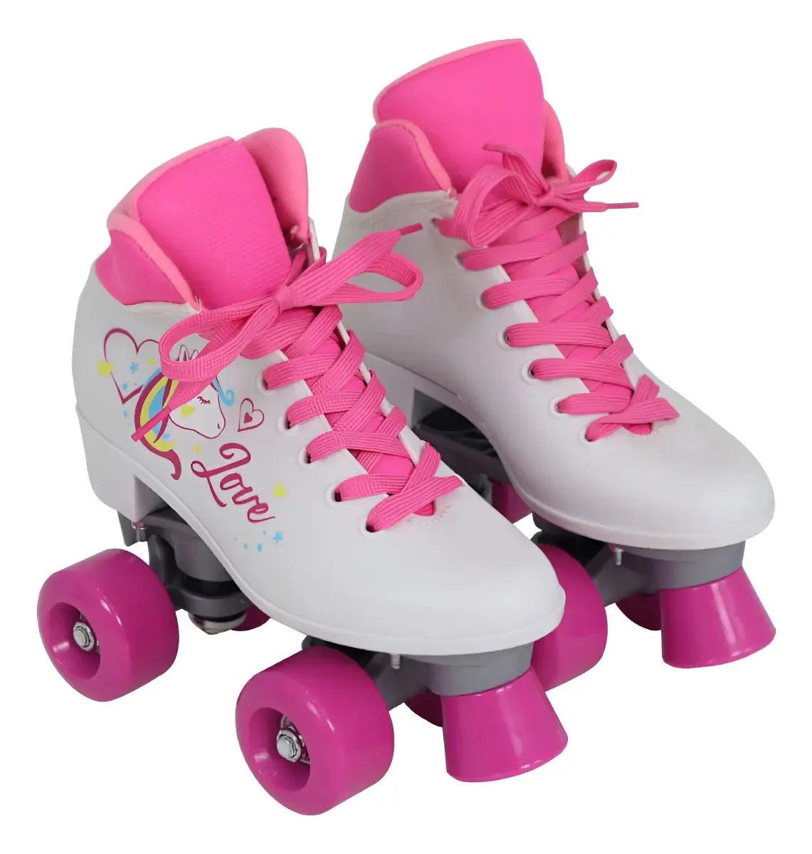 Patins Quad Love Unicórnio Branco Bel Cor Branco/rosa Tamanho Dos Patins 37