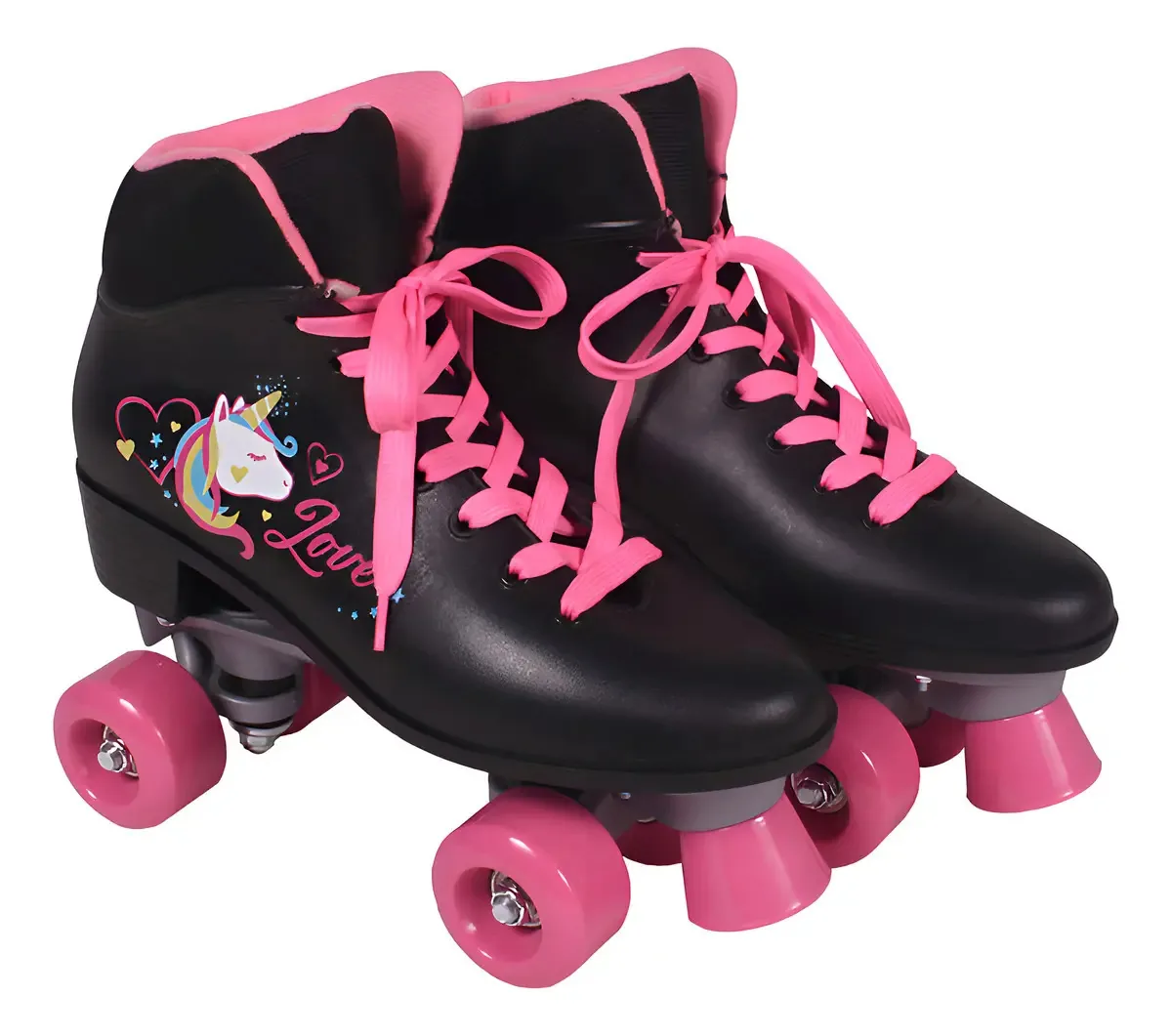Patins Quad Love Unicórnio Preto Bel Cor Preto/Rosa Tamanho dos patins 35