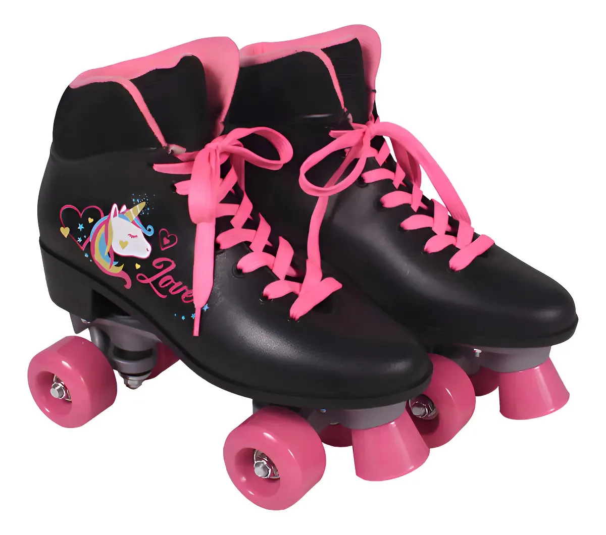 Patins Quad Love Unicórnio Preto Bel Cor Preto/rosa Tamanho Dos Patins 36
