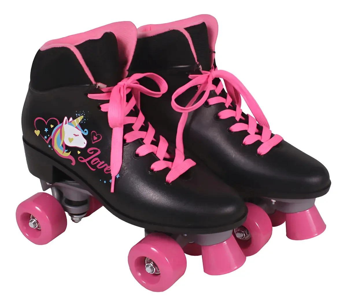 Patins Quad Love Unicórnio Preto Bel Cor Preto/rosa Tamanho Dos Patins 38