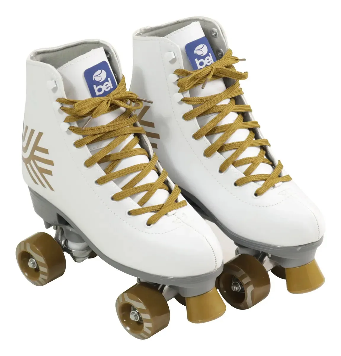 Patins Quad Retrô Branco & Dourado Bel Cor Branco, Dourado Tamanho Dos Patins 35