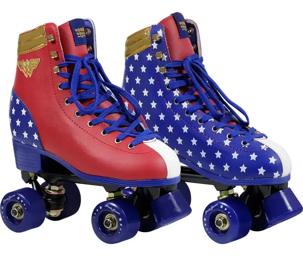 Patins Quad Mulher Maravilha Warner Bel Cor Vermelho/Azul Tamanho dos patins 35