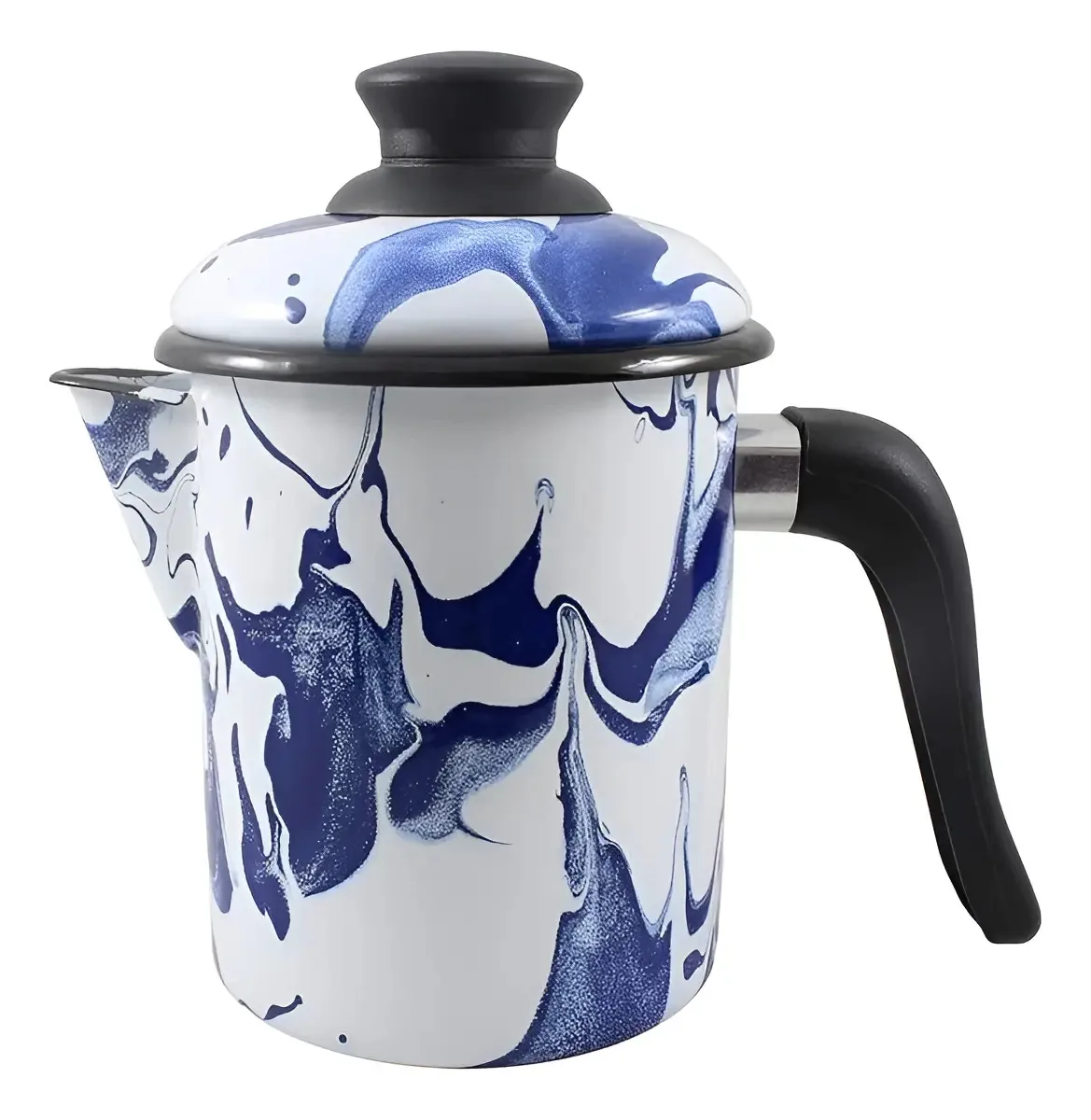 Leiteira Ewel Ágata 900ml Azul Marmorizada Aço Esmaltado Indução