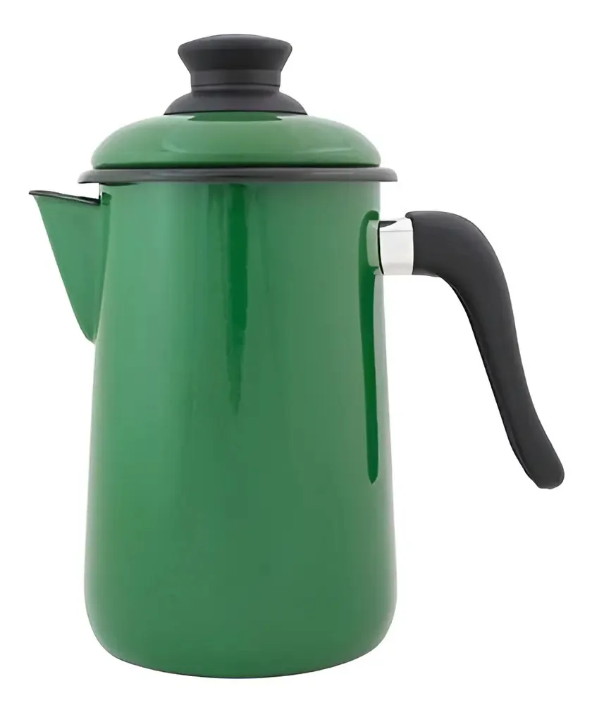 Bule Esmaltado Verde Ewel Aço Vidro Para Café Chá 22cm