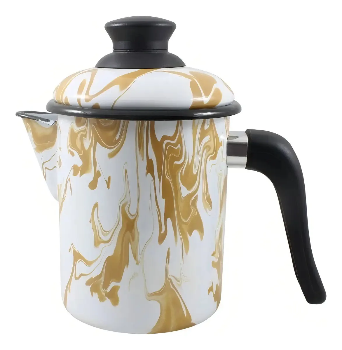 Leiteira Esmaltada Ágata 900ml Marmorizada Ewel Indução Cor Marrom