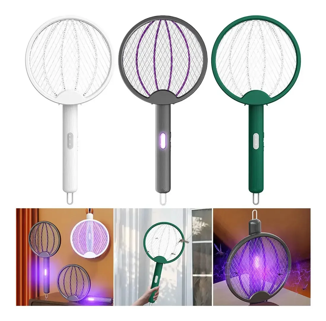 Eps-777003 Raquete Elétrica Com Luz Uv Recarregável Mata Insetos Mosquito Mosca Cor Cinza