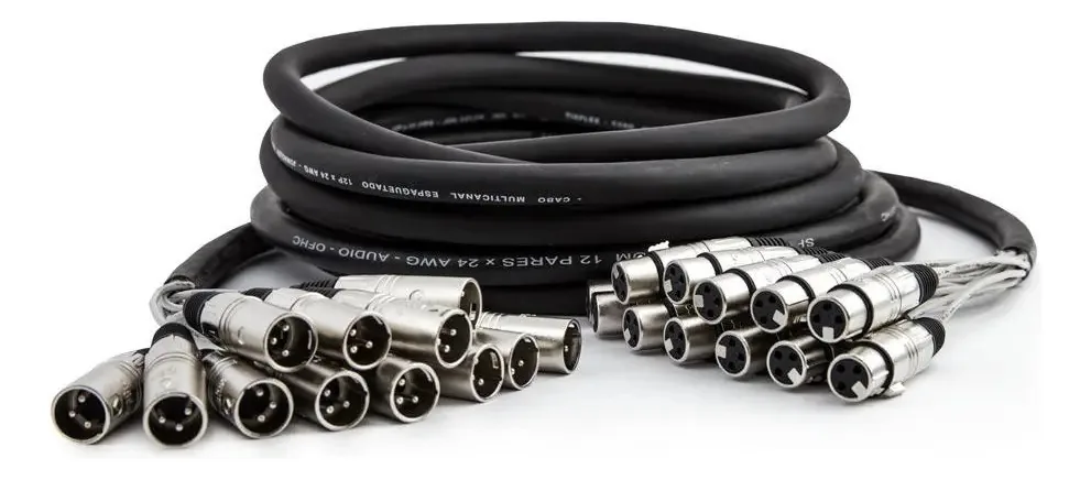 Multicabo Santo Angelo XLR de 12 Vias para Estúdio e Palco, 25 Metros