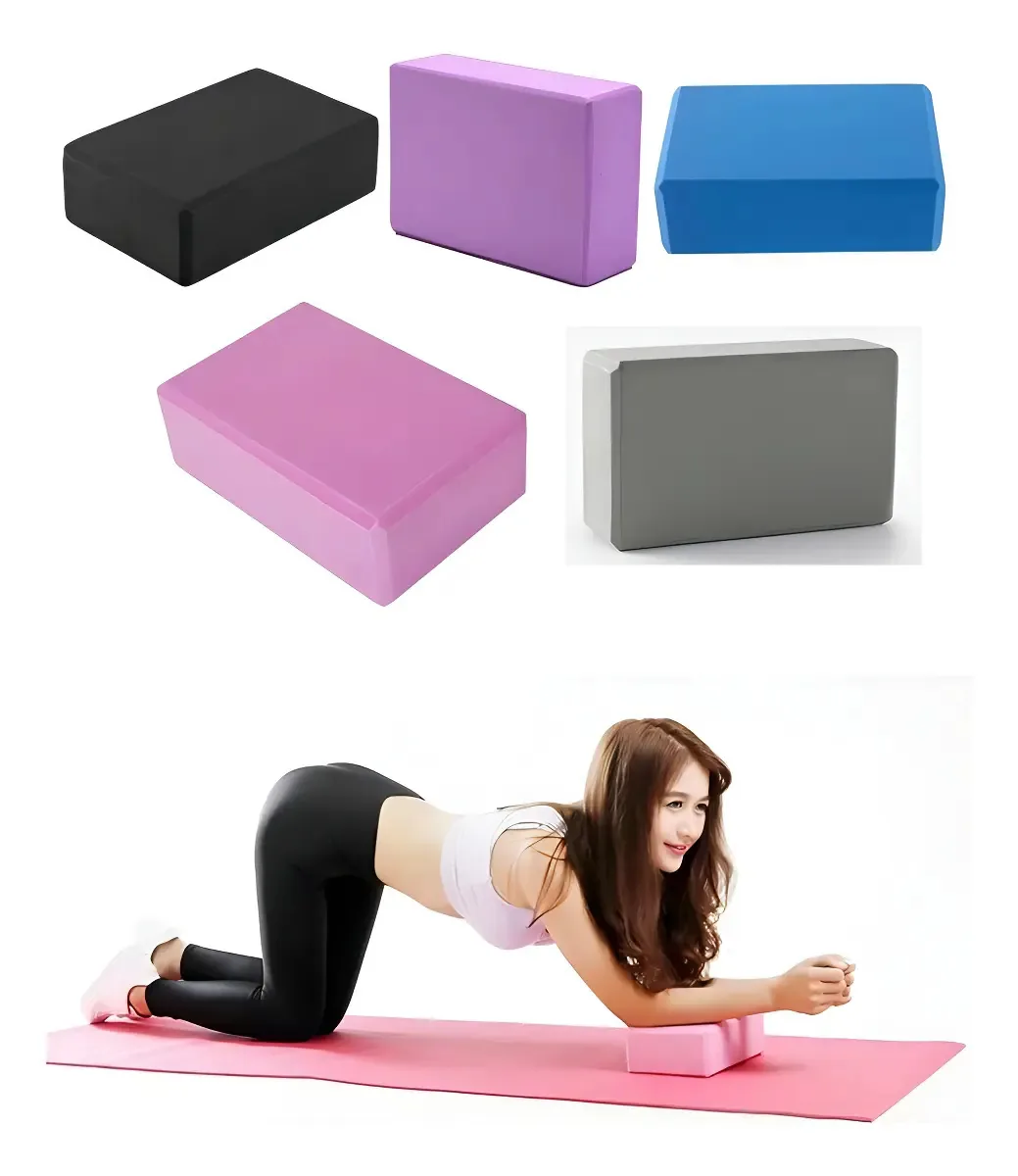 Bloco Yoga Borracha EVA Rocie 21x11x8cm Alongamento Terapia Cabeça