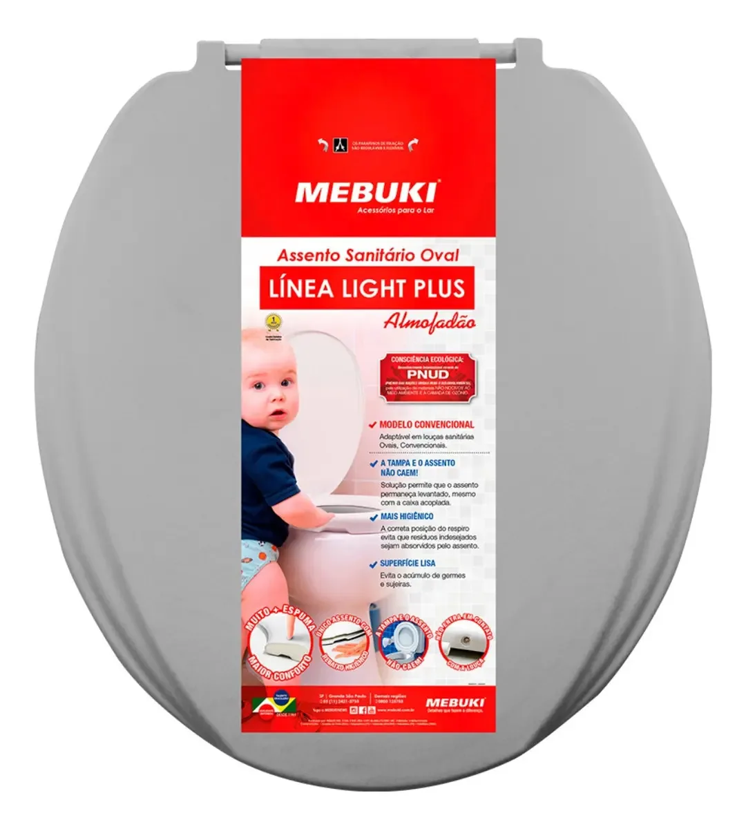 Assento Sanitário Almofadado Linea Plus - Conforto E Estilo Cor Cinza
