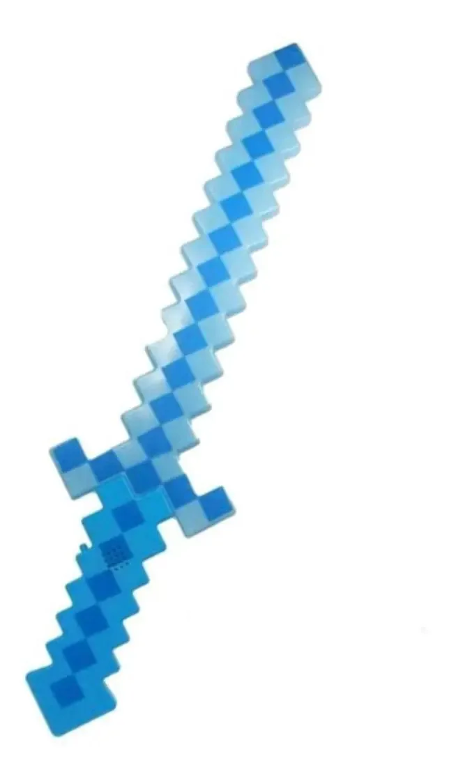 Brinquedo Espada Pixel Minecraft 58cm Som E Luz - Azul Nº33