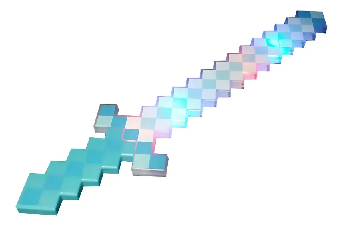 Brinquedo Espada Pixel Minecraft 58cm Som E Luz - Azul Nº24