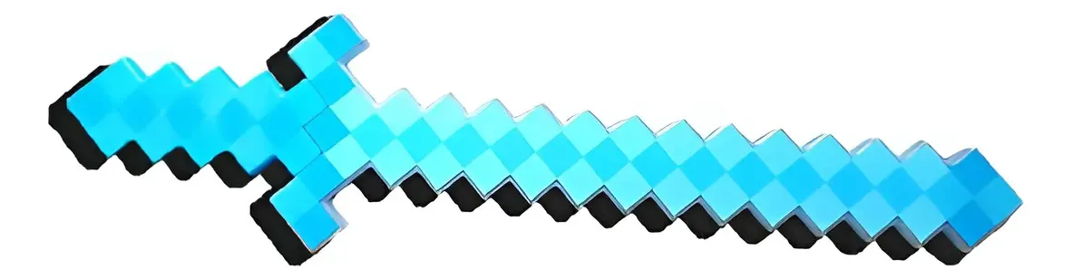 Brinquedo Espada Pixel Azul Minecraft 58cm com Som e Luz para Crianças