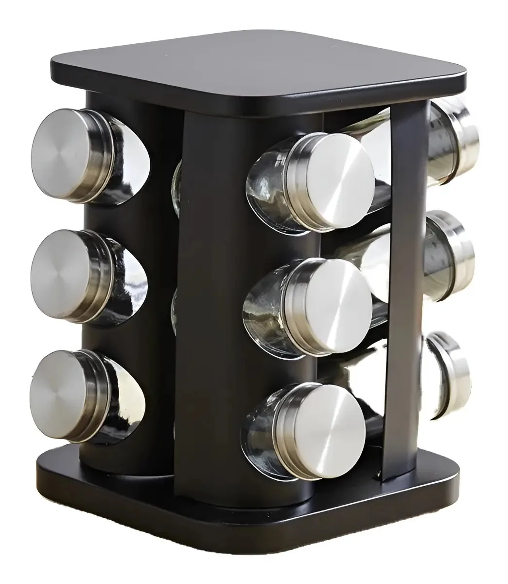 Porta-temperos Giratório Inox Napoles 12 Potes Vidro Para Mesa