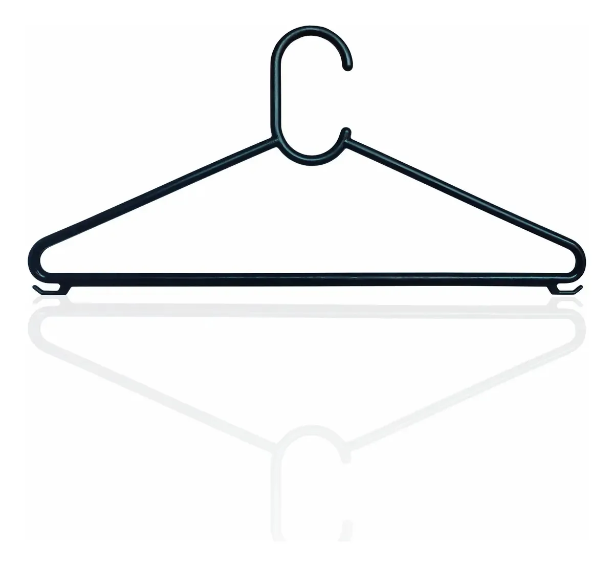 Kit 10 Cabides Plástico Preto Com Estrutura Reforçada Para Calças e Blusas