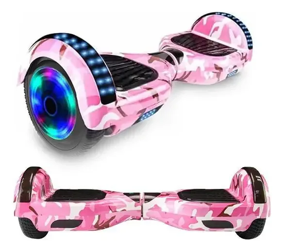 Hoverboard Overboard Skate Elétrico Led Rosa Camuflado Nº29