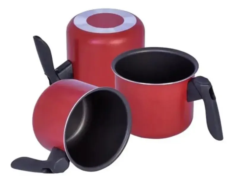 Jogo De Leiteira Antiaderente 3 Pçs Conjunto Rouge