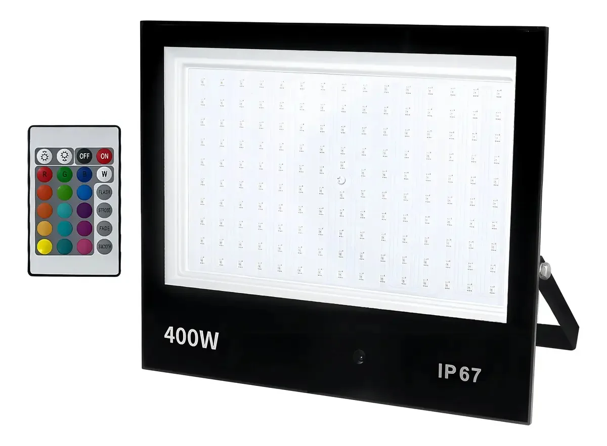 Kit 10 Refletores Holofote 400W LED RGB IP66 Bivolt Montável Preto