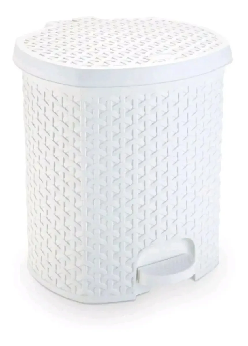 Lixeira C/pedal Rattan 6lt Bco