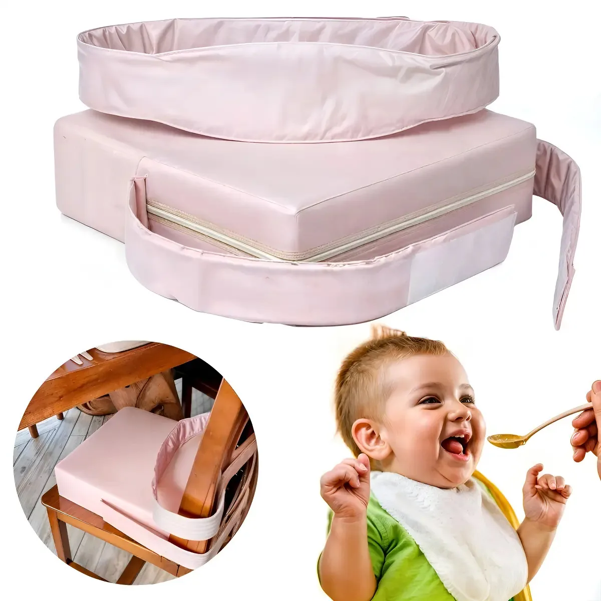 Cadeira de alimentação portátil Studio 90 Almofada Elevação Infantil Rosa