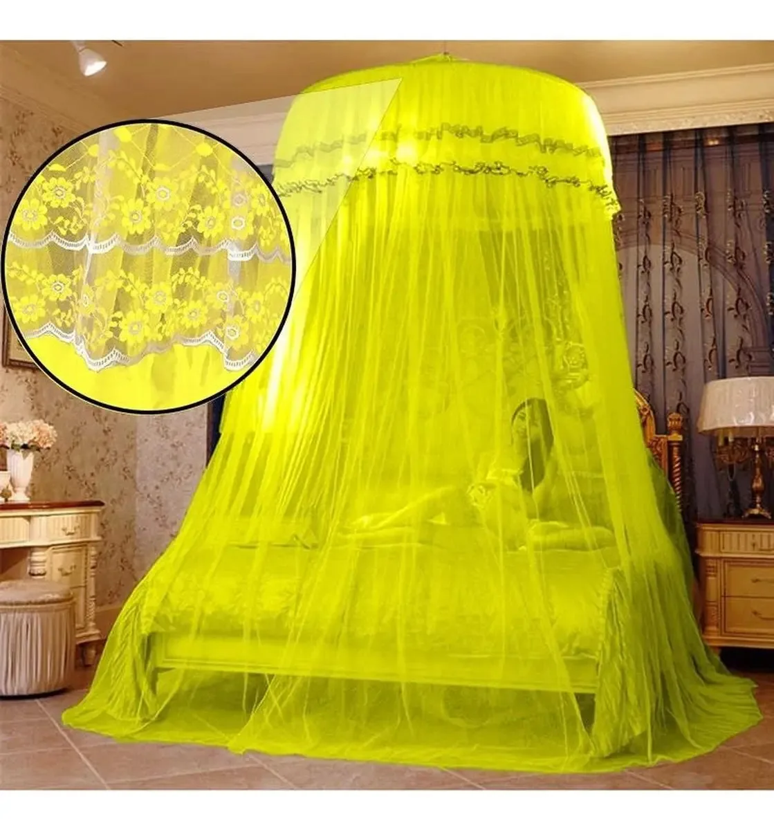 Mosquiteiro De Teto Gigante Casal/solteiro/queen/king Cor Amarelo