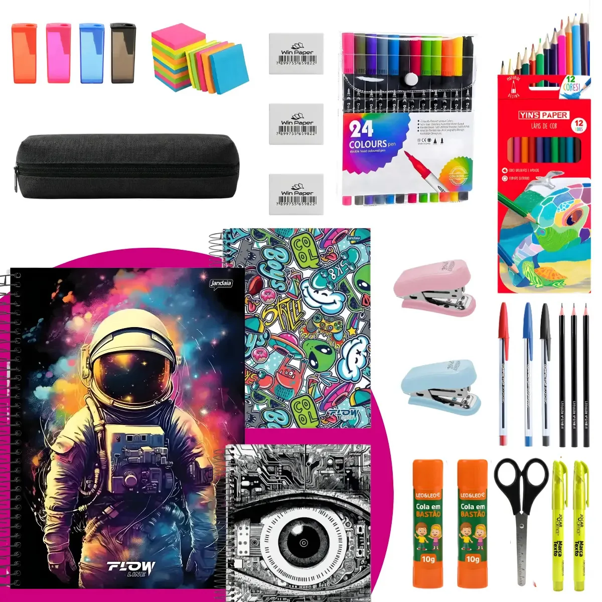 Kit De Material Escolar Masculino Completo Para Ensino Fundamental E Ensino Médio Volta As Aulas Para Todas As Idades