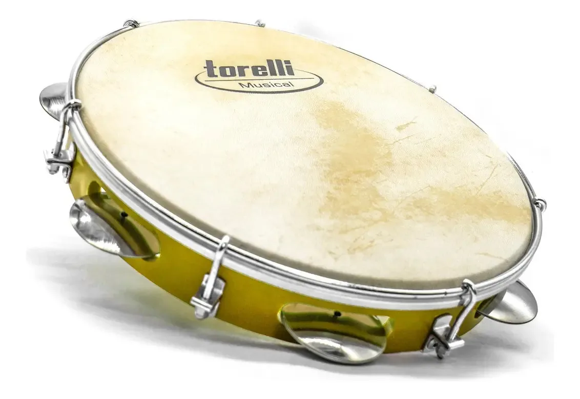 Pandeiro 10 Torelli Abs Pele Animal Tp300am Amarelo