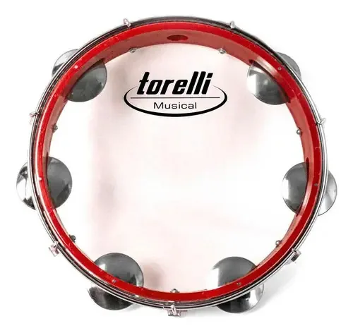 Pandeiro Torelli Tp348 Vermelho 10 Pele Transparente