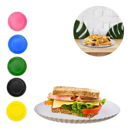 Kit 50 Pratos De Papel Para Bolos E Sobremesas- Pratos 15 Cm