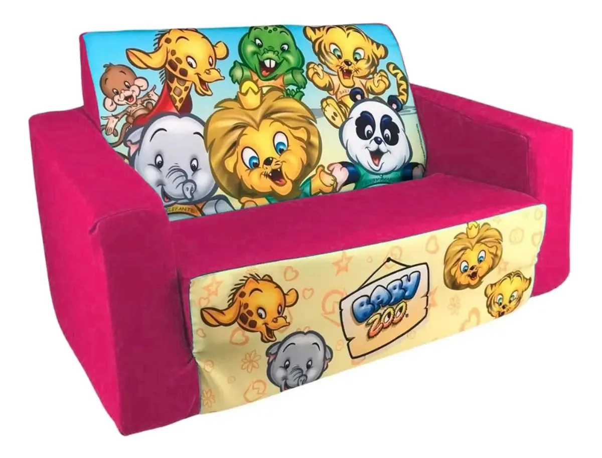Sofá Cama Infantil Rosa 2 em 1 Com Zíper Portátil Cortex Brinquedos