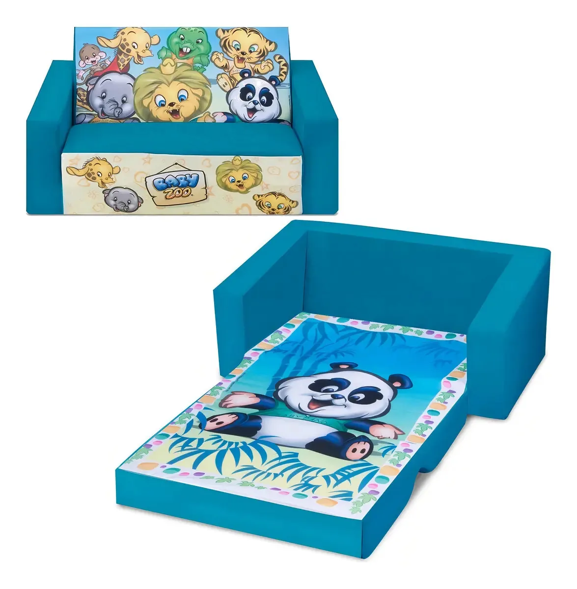 Sofá Cama Infantil Azul Baby Zoo - Cortex