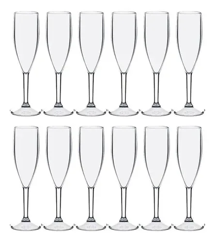 Jogo 12 Taças Champagne Acrílico Boccati - 170ml
