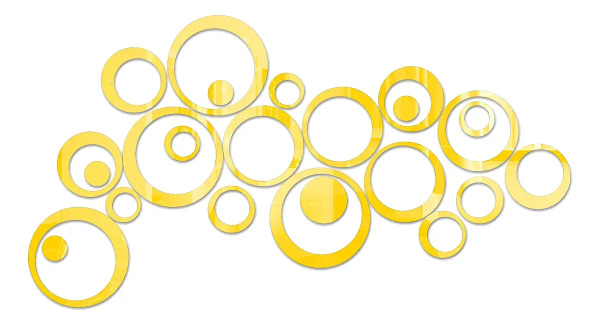 Anéis Círculo Espelho Decorativo Para Sala Quarto Banheiro Moldura Dourado