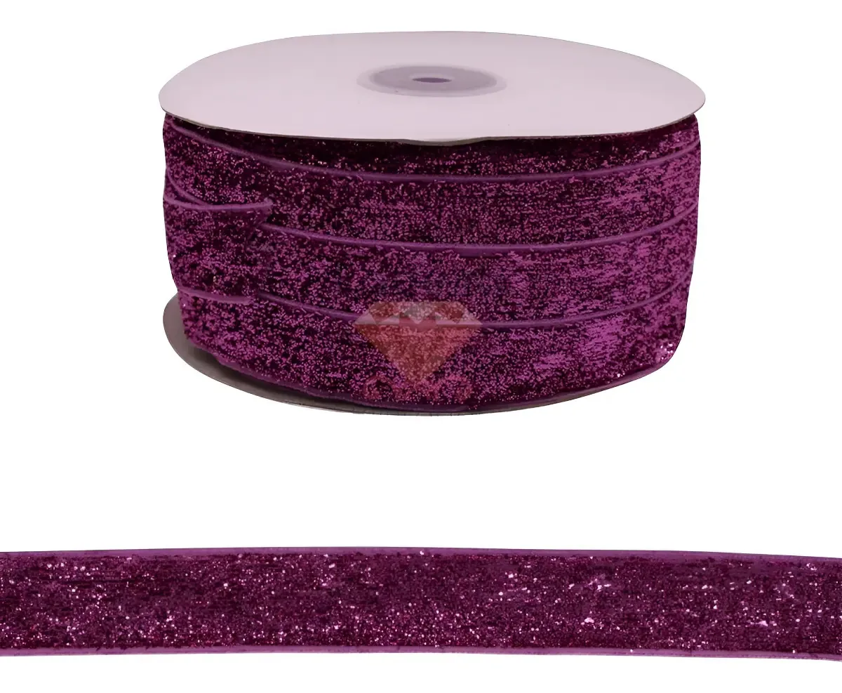 Fita Lurex Com Glitter 20mm Rolo Com 22 Metros - Armarinho Cor 005 - Rosa Escuro