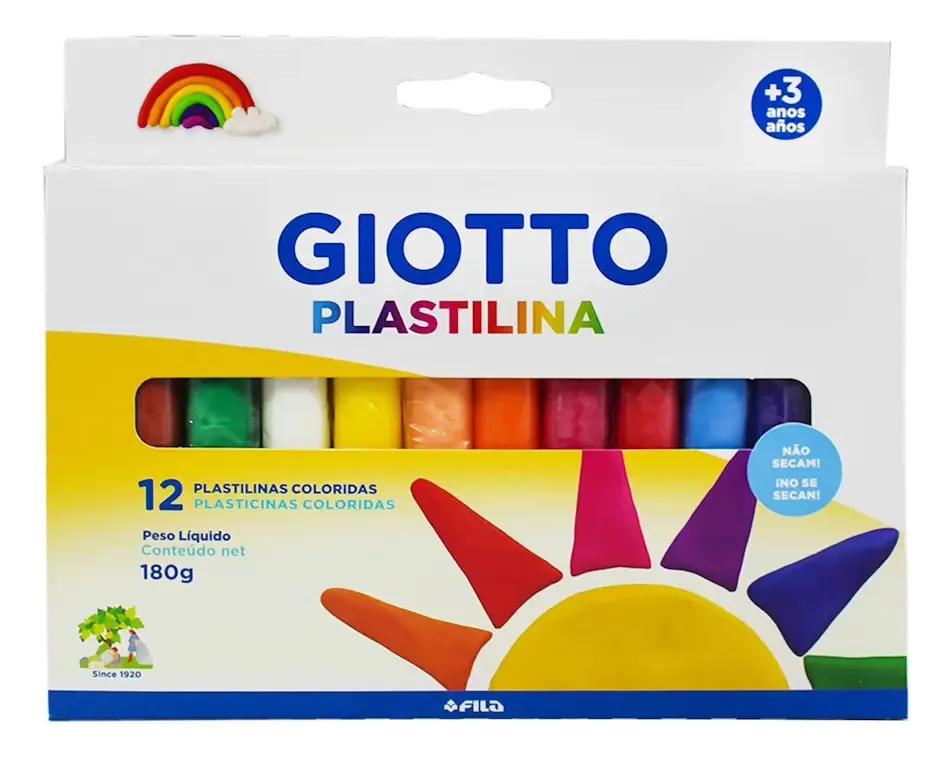 Massinha De Modelar Plastilina Giotto 12 Cores 180g