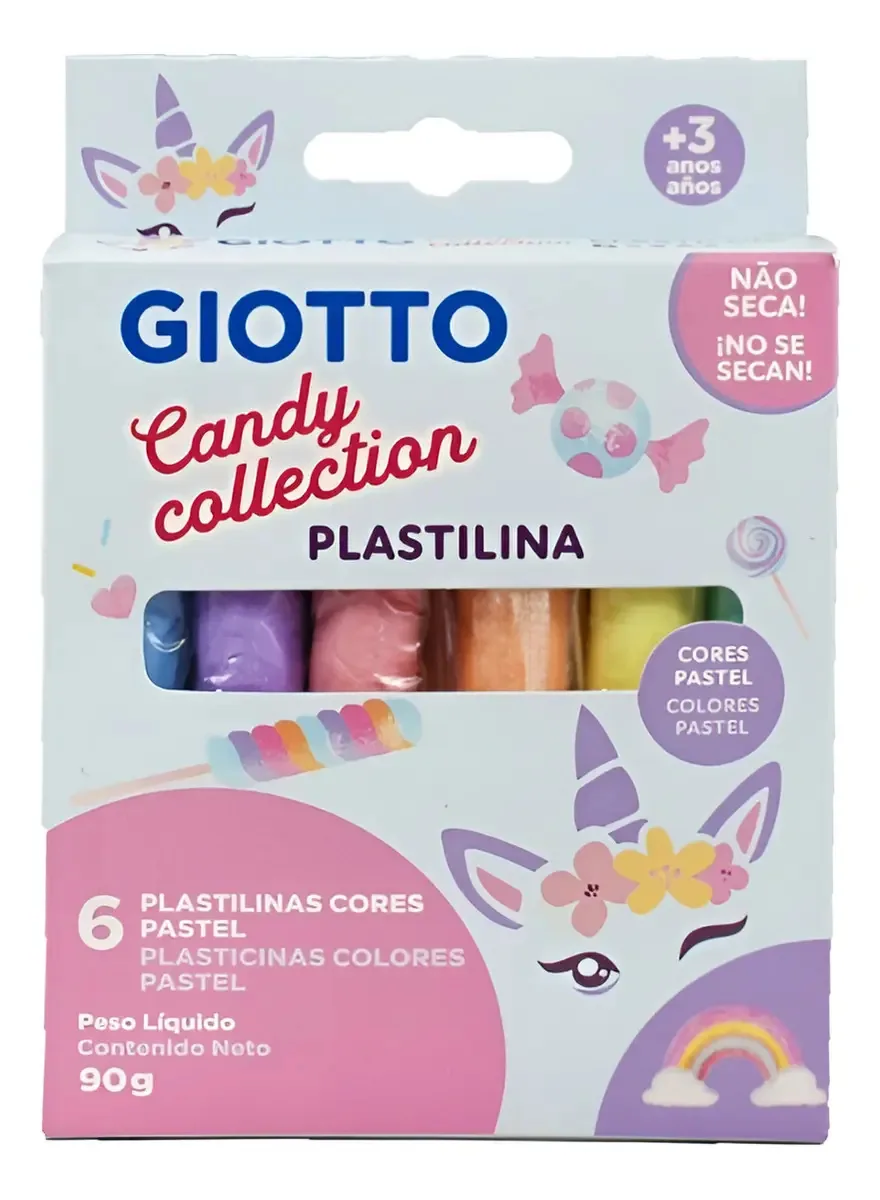 Massa De Modelar Plastilina Candy Collection 6 Cores Giotto