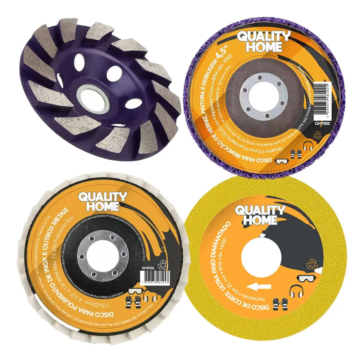 Kit 4 Disco Diamantado Flap Corte Strip Removedor Polimento Cor Variada