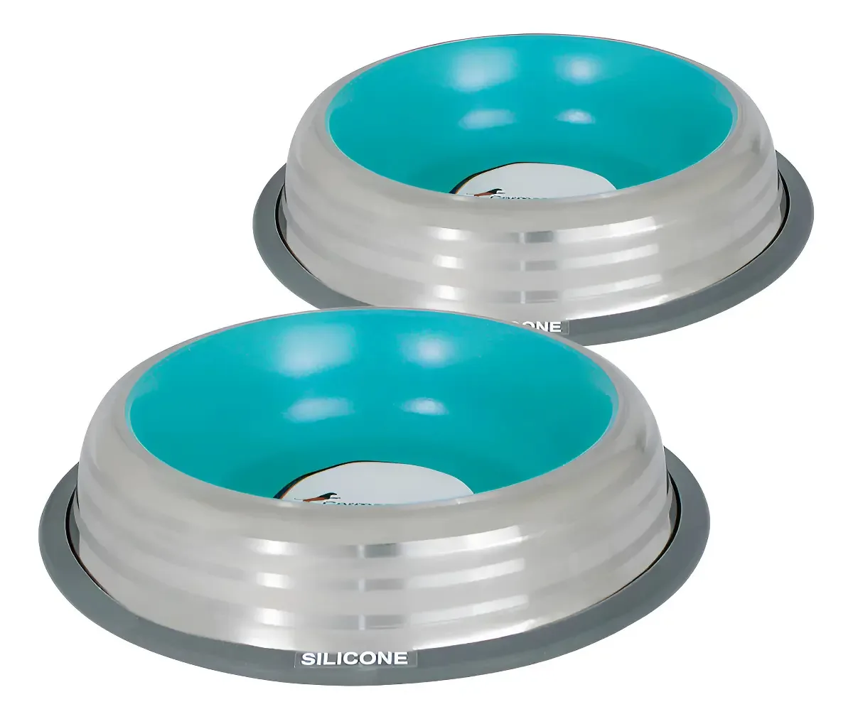 Kit 2 Comedouros Inox Tigela Pote De Comida Água 210ml Azul