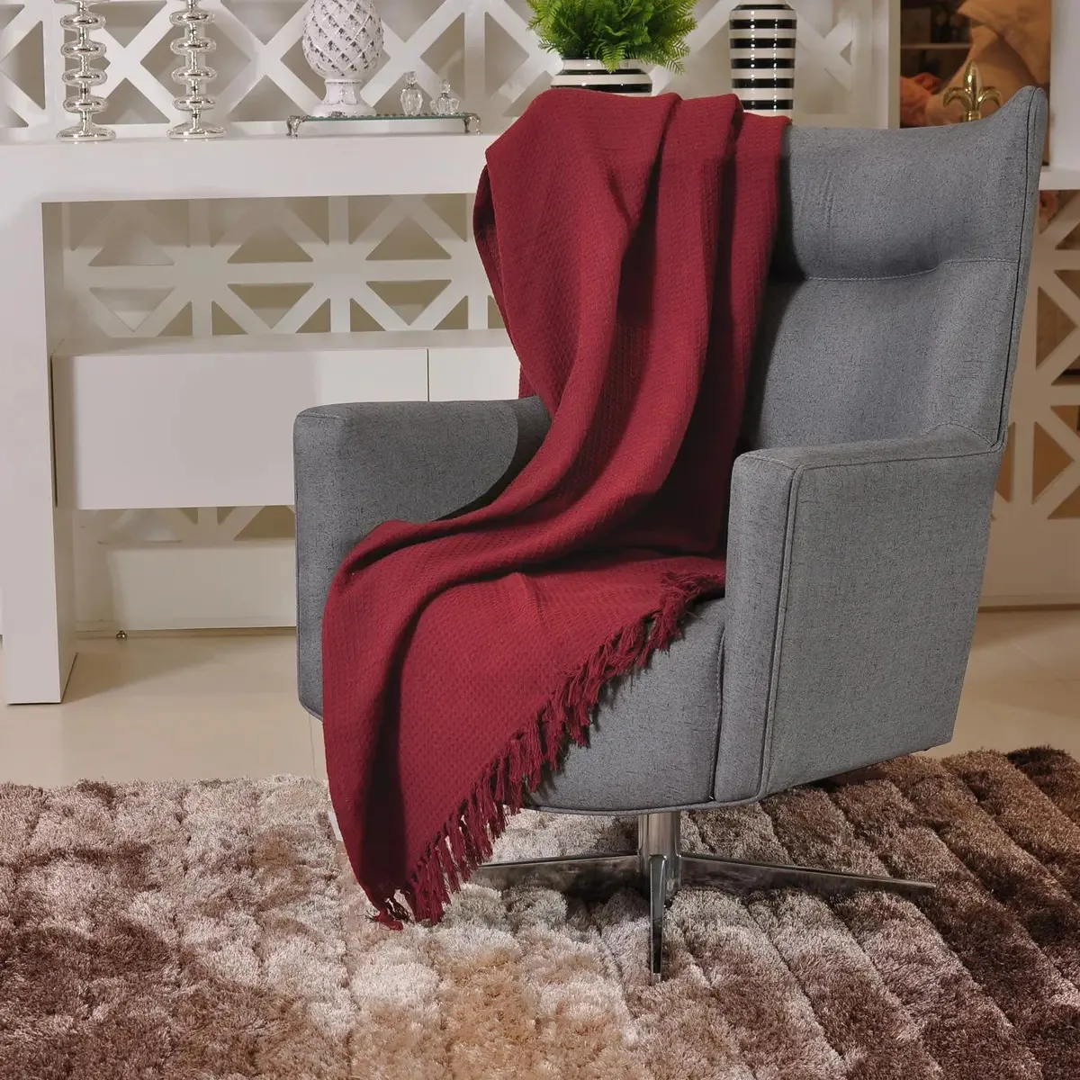 Manta Sofa Favo Tessi 100% Algodão