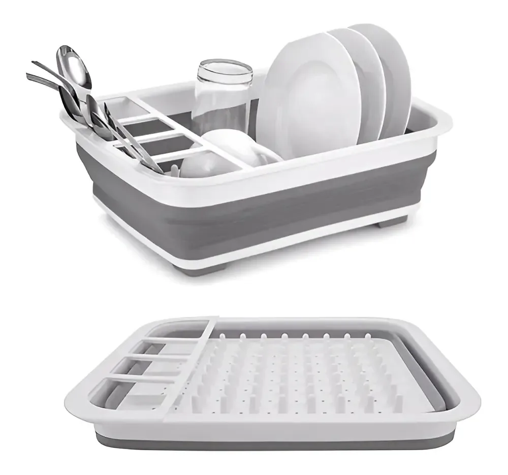 Escorredor De Louça Retrátil Silicone Cor Branco