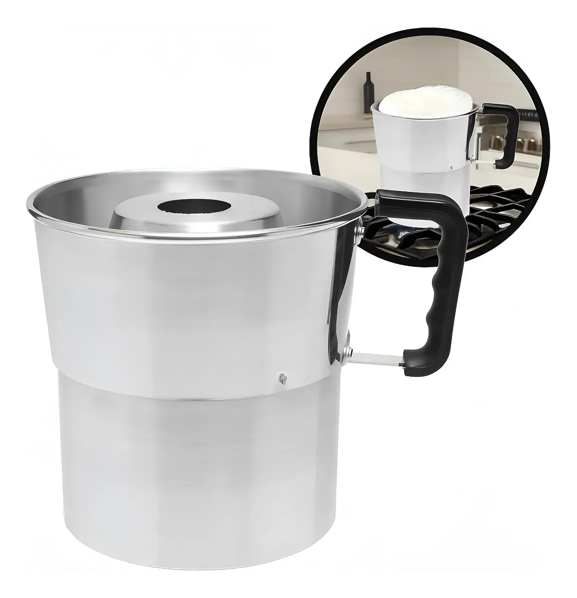 Fervedor Leiteira Ferve Leite Inderramável Aluminio Cor Cinza