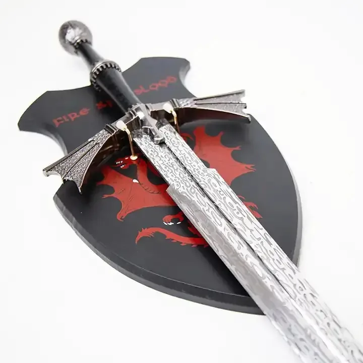 Espada Dark Sister Daemon Targaryen Ornamental em Aço Inox com Bainha e Suporte Prateado