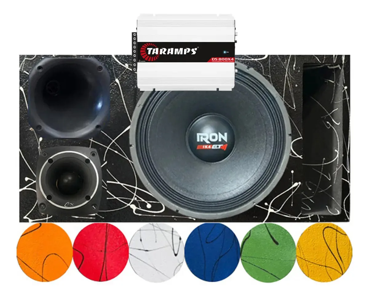 Caixa Trio Woofer Etm Mg Iron 1k4 Módulo Taramps 800w