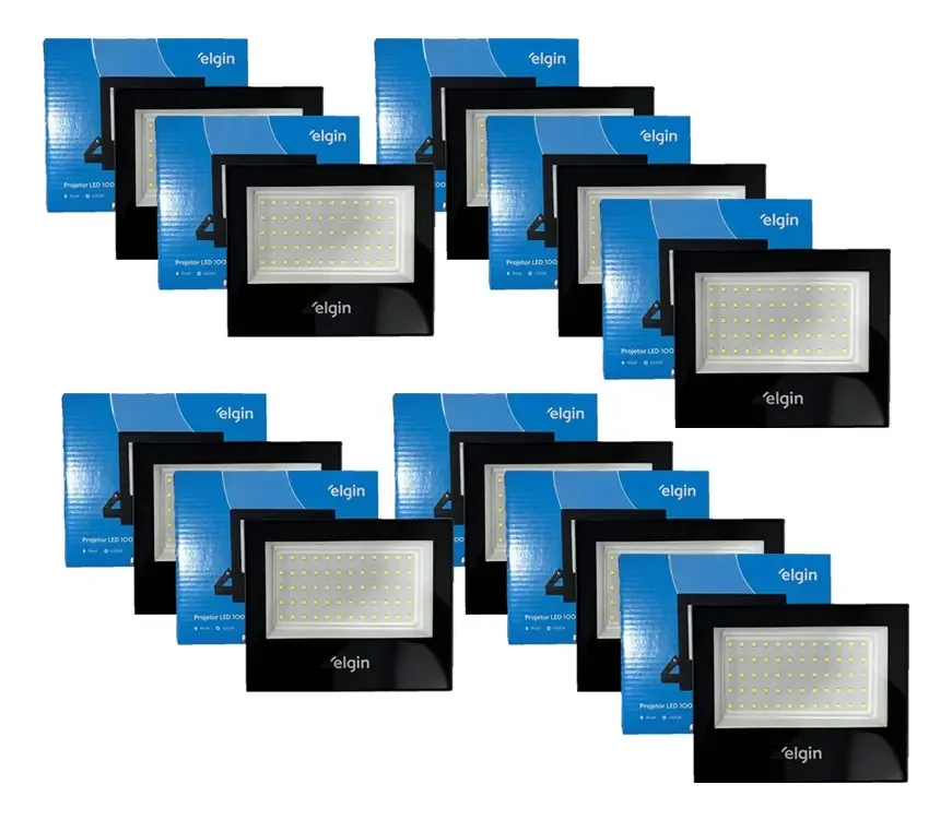 10x Refletores Elgin 100w Luz Branco Frio C/ Tomada