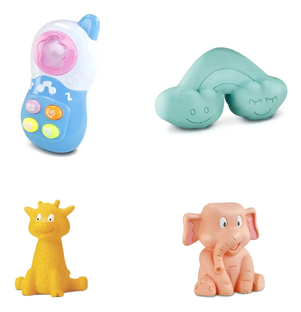 Kit 3 Mordedores Bebê e Celular Musical Omg Kids Melodias e Bichinhos