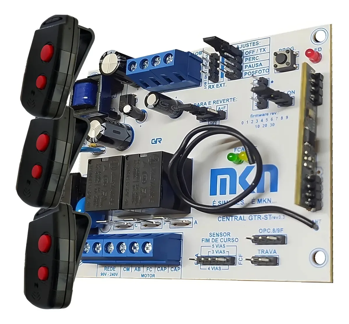 Central Eletrônica MKN GTR-ST-2TXID com 3 Controles para Portão