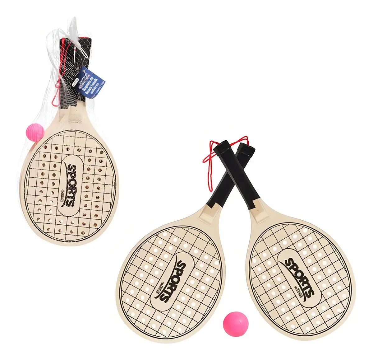 Kit Raquete Ping Pong TB RPP-2035 2 Raquetes 1 Bola PVC Plástico