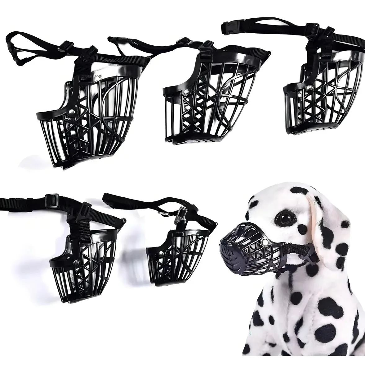 Focinheira Cesta Plástica Ajustável Cães Médio Grande Tamanho 1 Preto